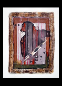 Fuerte Sentimiento Pintura sobre collage digital. 0,54 x 0,68 m. 2011